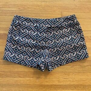 Trina Turk Shorts Womens 4 Multicolor Geometric Pattern Textured Hook Zipper USA
